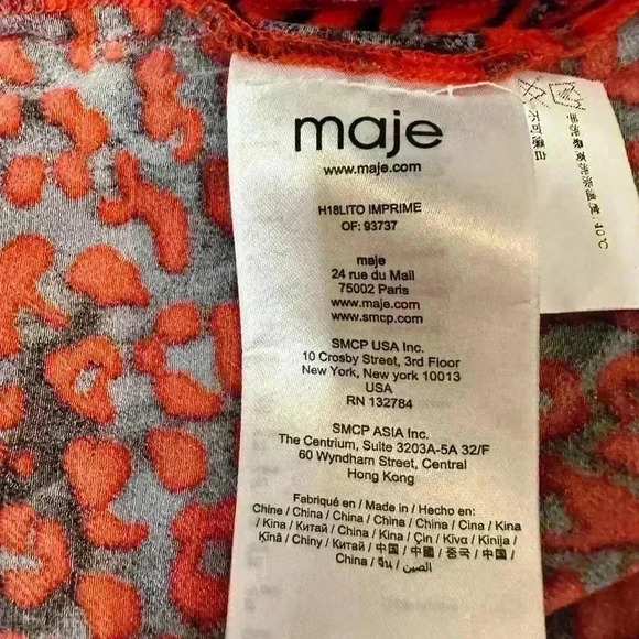 Maje Lito Wrap Blouse with Ruffles Leopard Animal Print Red Leopard, size 3 - Picture 8 of 10